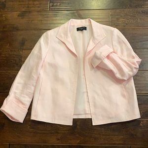 Talbots pink open front linen blazer